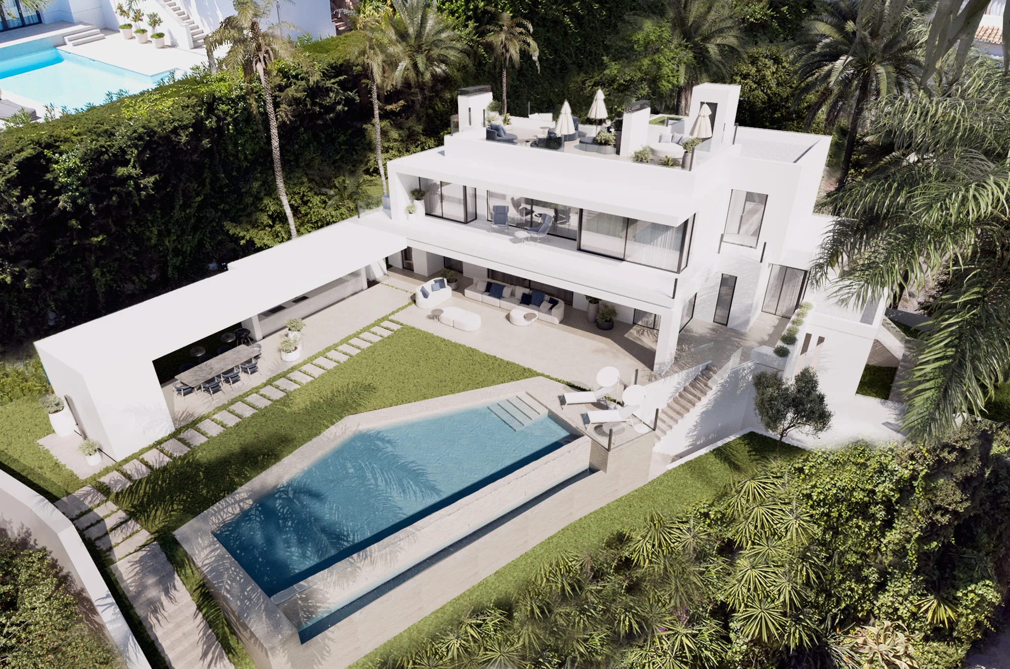 Aerial view of Villa Ivory