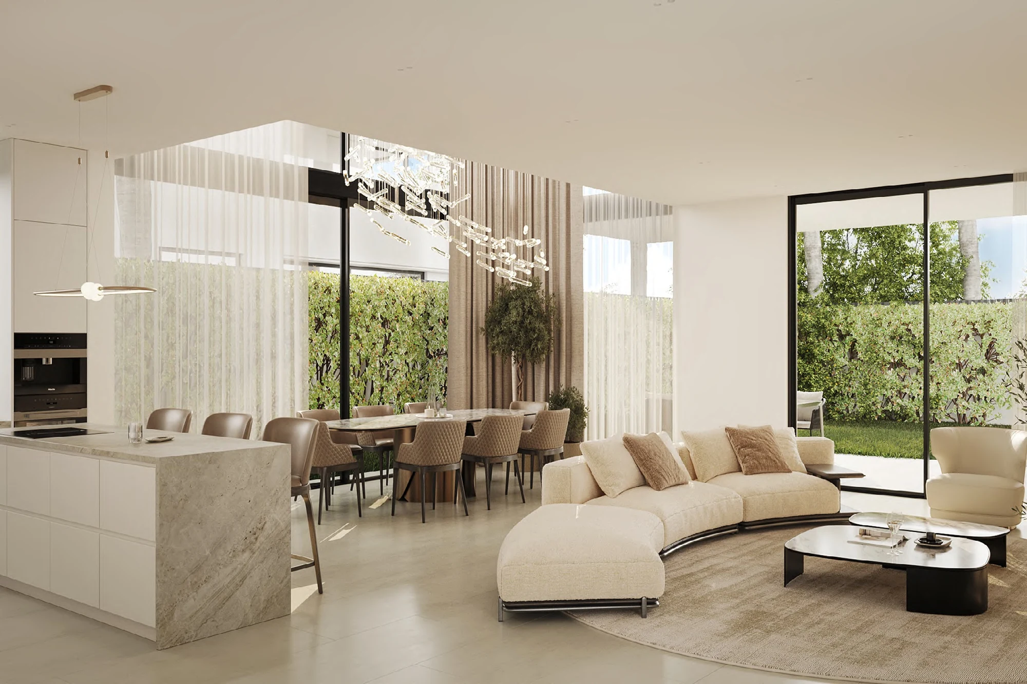 Villa Sirocco living and kitchen interior